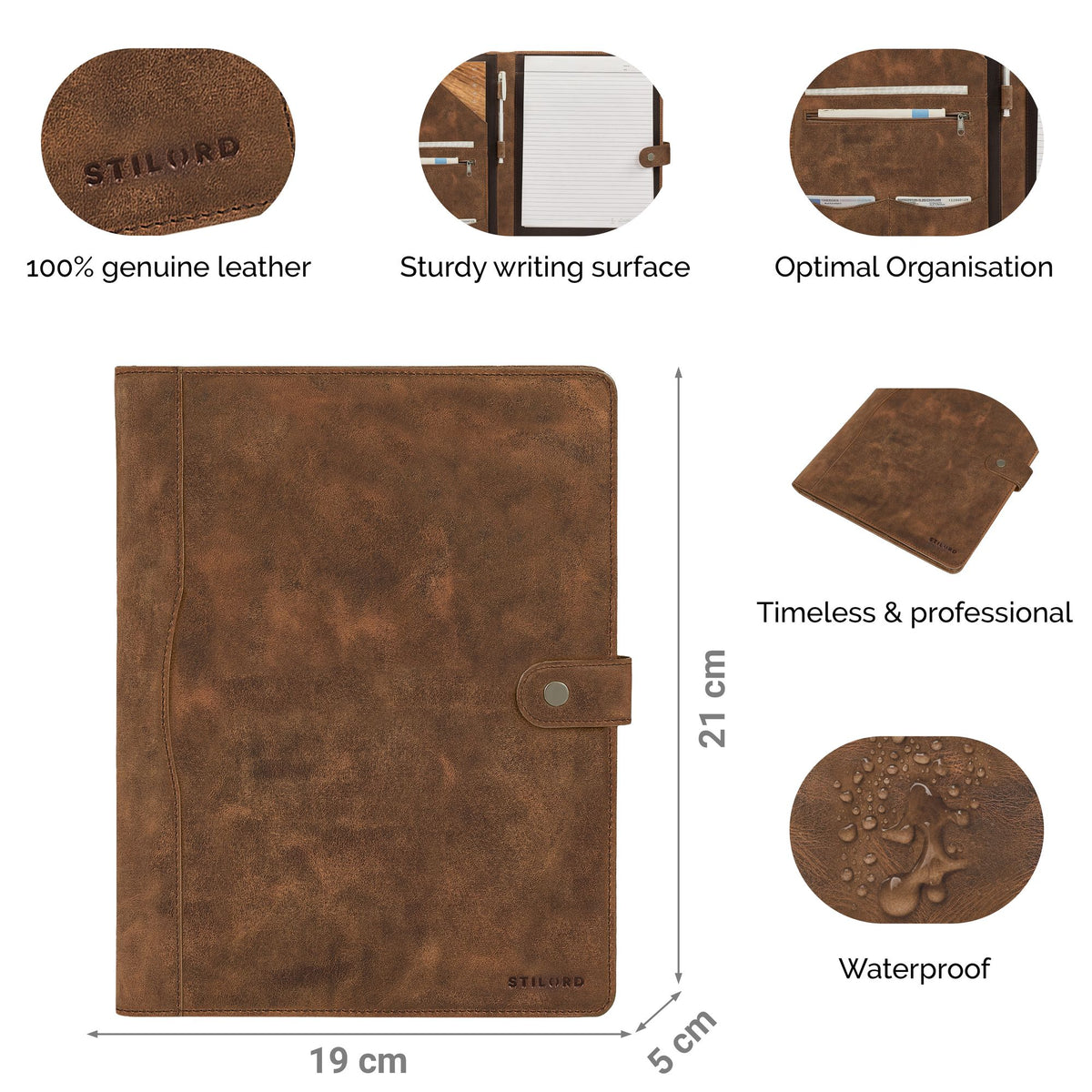 a4 leather document folder men brown