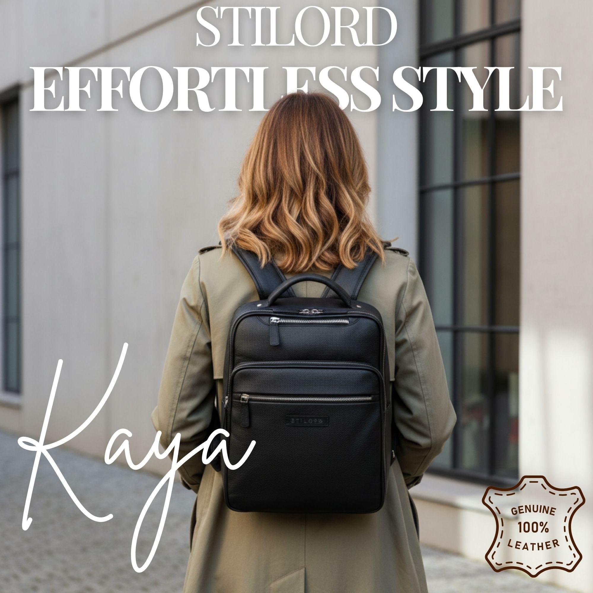 genuine leather black womens backpack laptop