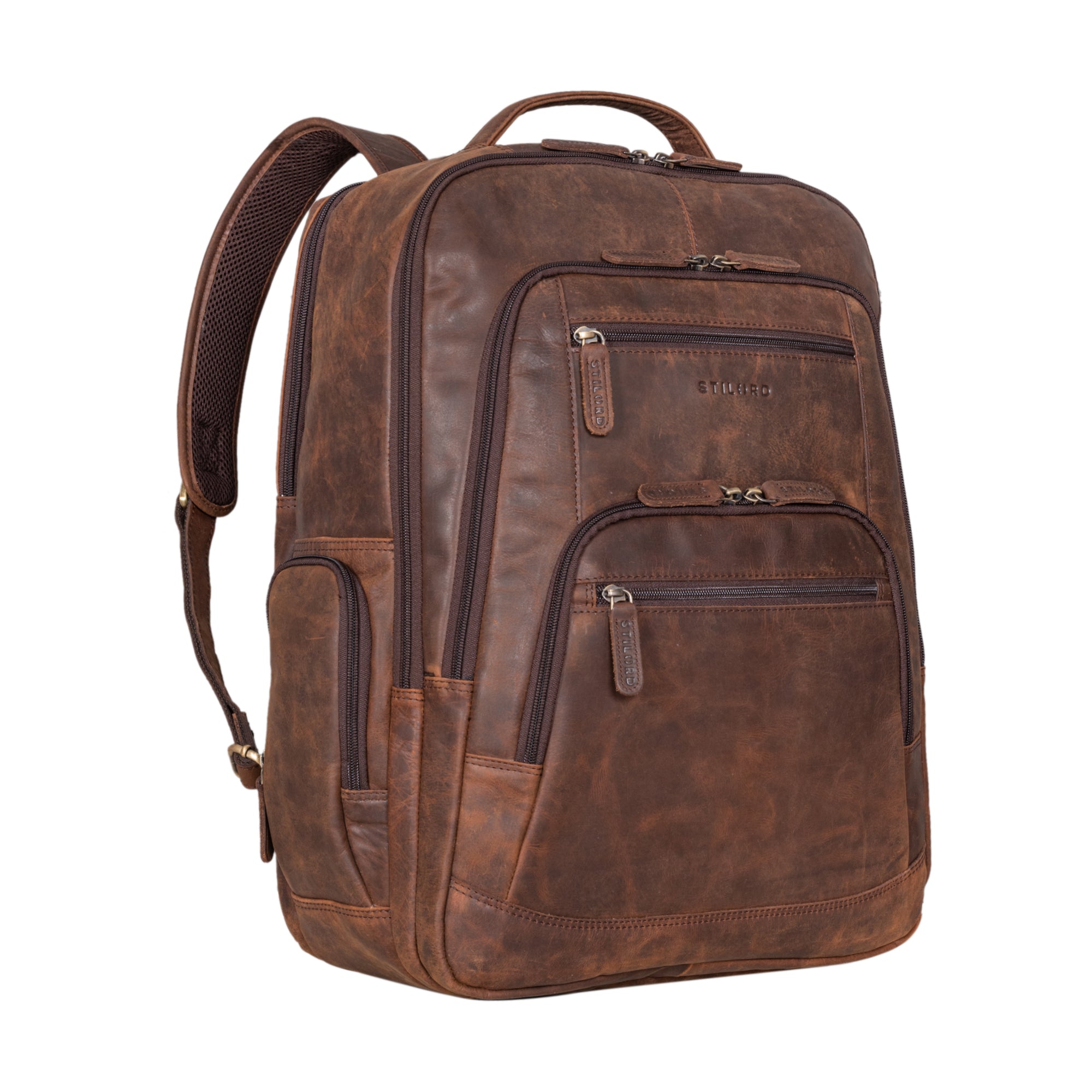 Arbeitsrucksack aus Leder dunkelbraun groß für Damen und Herren