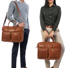 Braune Akten Umhängetasche Leder