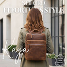 genuine leather laptop rucksack for women brown