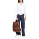 Lederruckack Cognac Braun Damen für 15.6 Zoll
