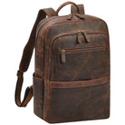 Großer Laptop Rucksack Leder 13 - 17.3 Zoll Damen und Herren Dunkel Braun 