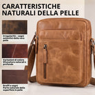Kleine Schultertasche aus braunem Leder, Frontansicht, sichtbare STILORD-Prägung, Reißverschlusstasche